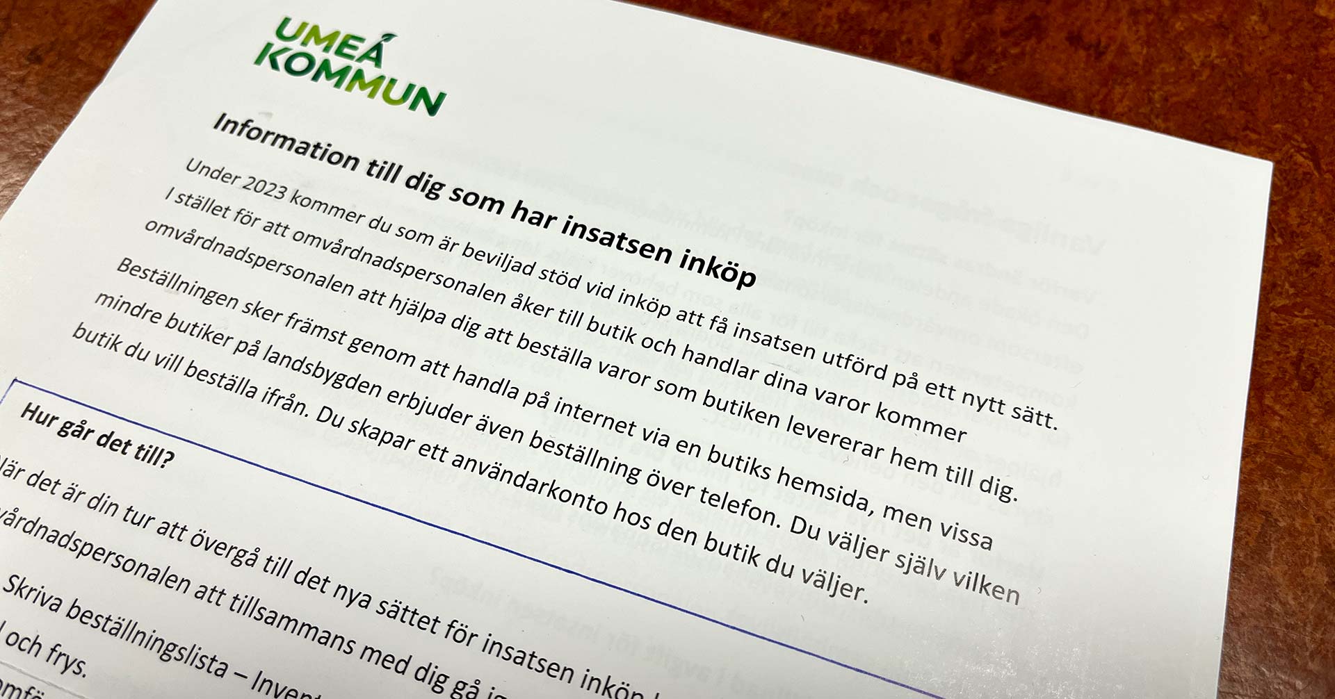 Brev från kommunen om digitala matinköp