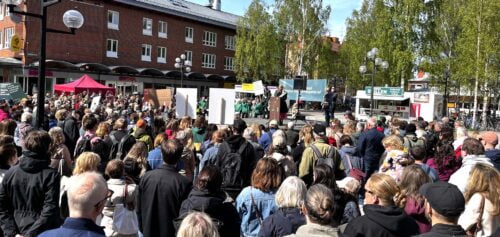 Demonstration mot nedskärningar i Umeå