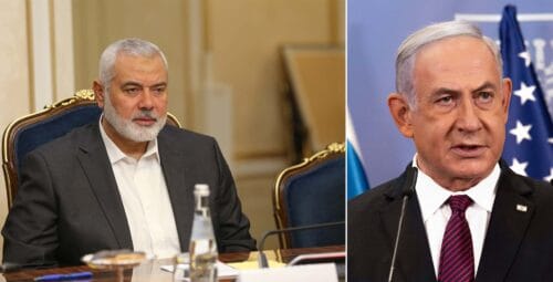 Hamas-ledaren Haniyeh och Israels premiärminister Netanyahu