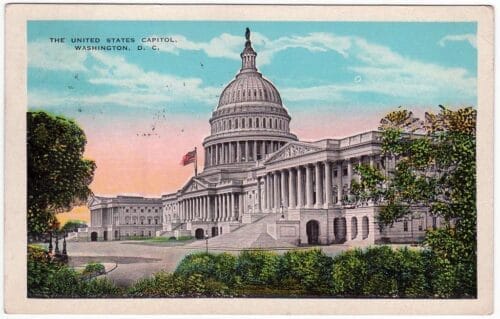 En gammal bild av Kapitolium i Washington DC