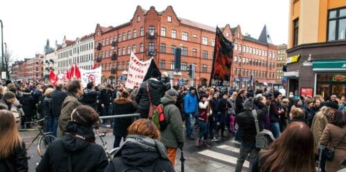 Demonstration i Malmö mot nazistiskt våld
